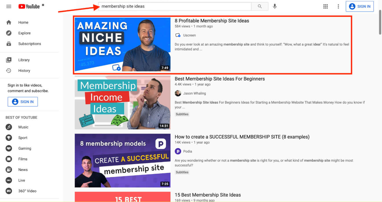 youtube competition search