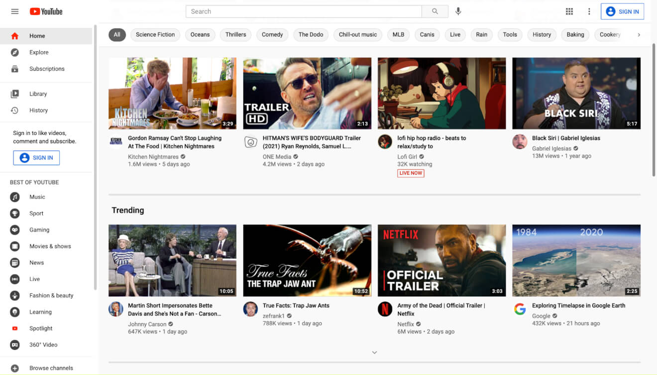 youtube homepage video streaming platform