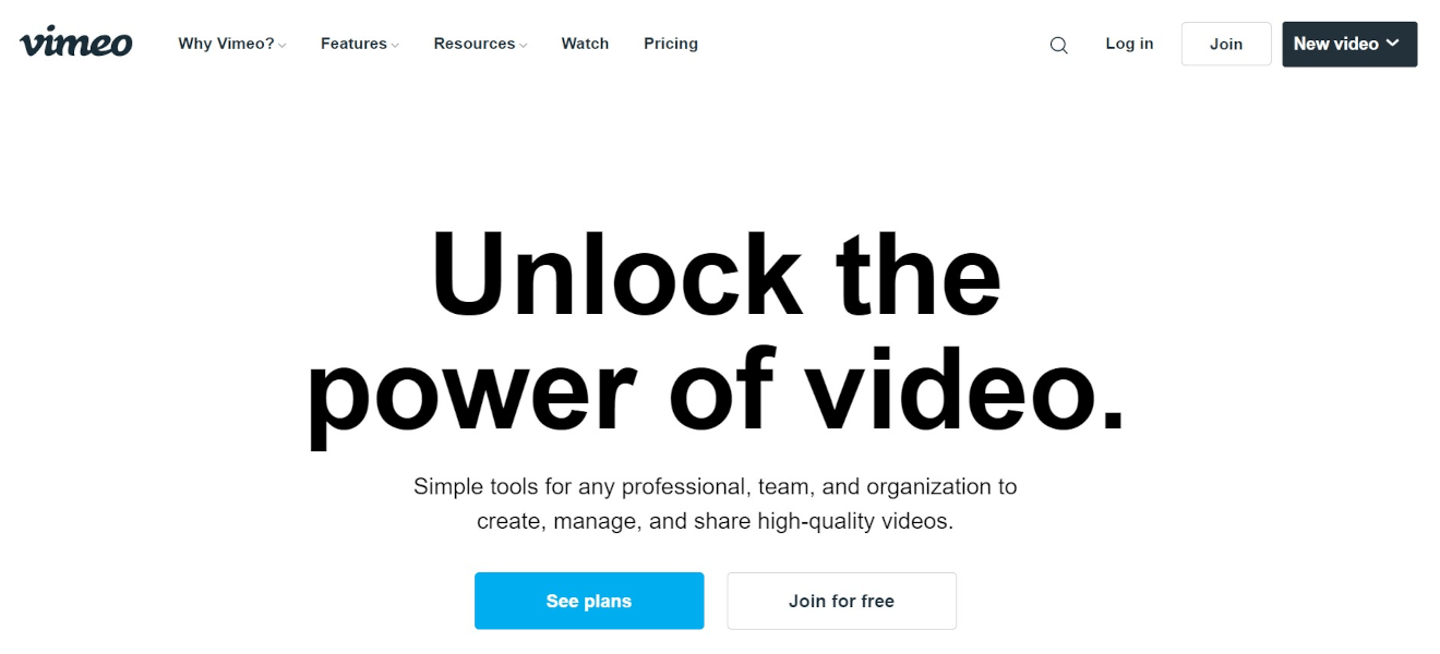 vimeo landing page
