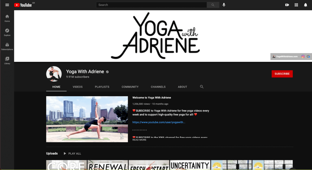 yoga with adriene youtube channel