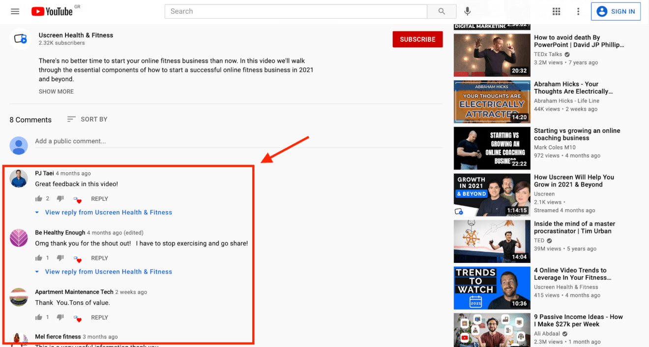 youtube comments section