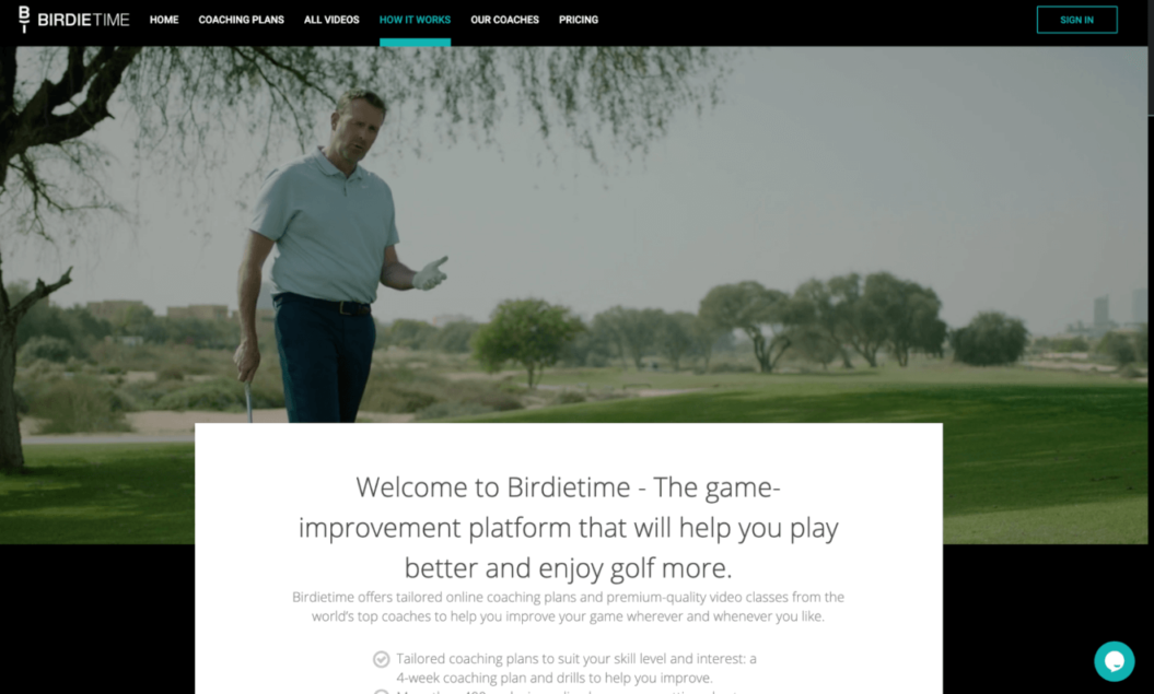 A screenshot of Birdietime's platform