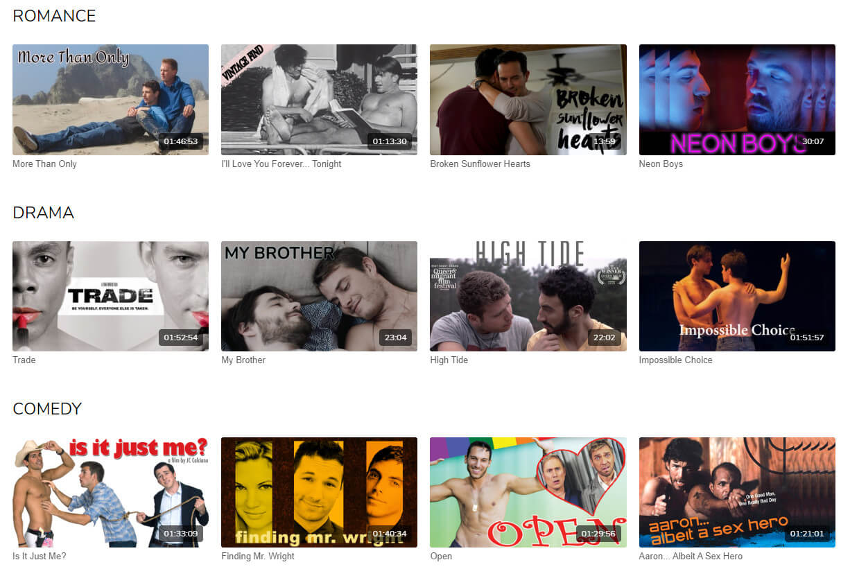 GayBingeTV categories example
