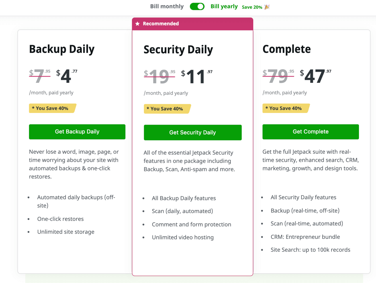 jetpack pricing