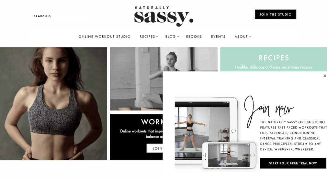 A screenshot of Naturally Sassy's platform.