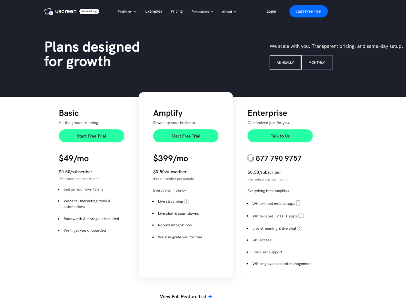 uscreen pricing
