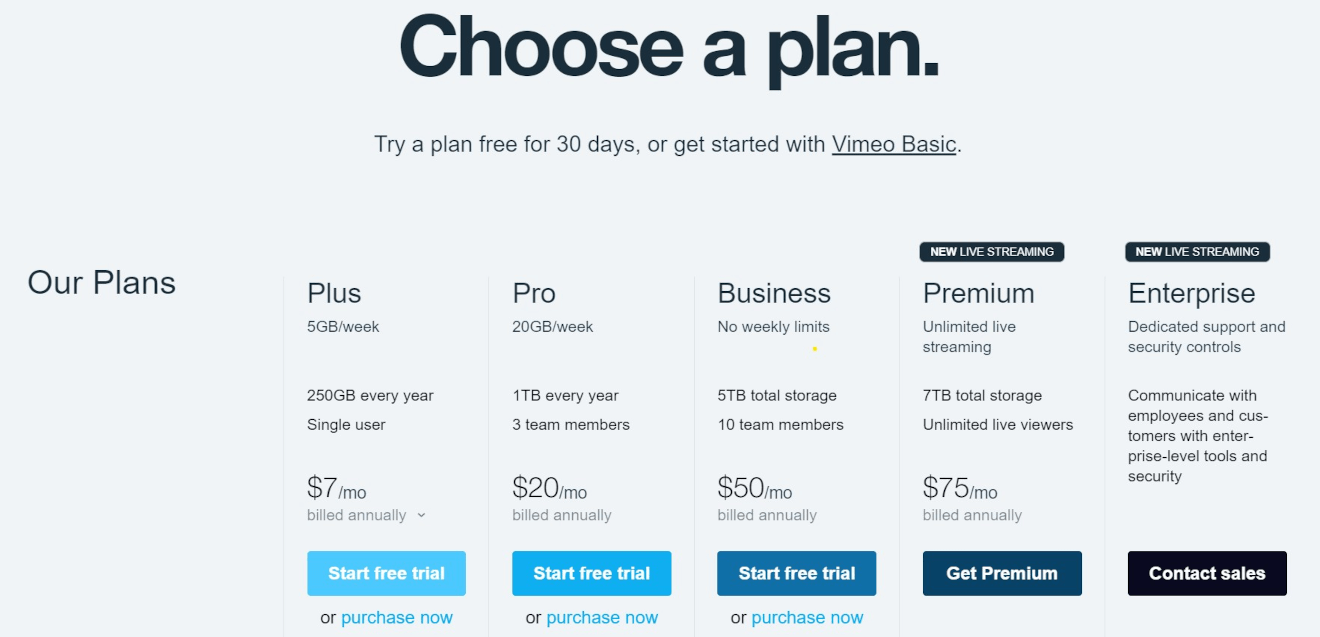 vimeo plans vimeo plans