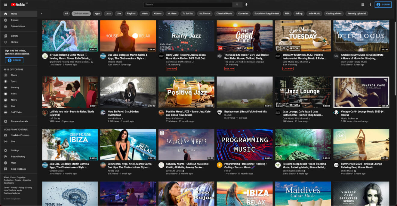 youtube homepage