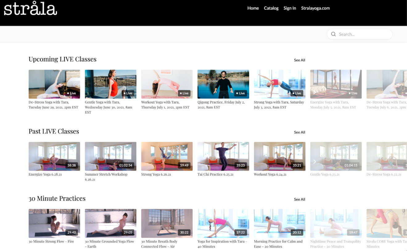 strala new uscreen website