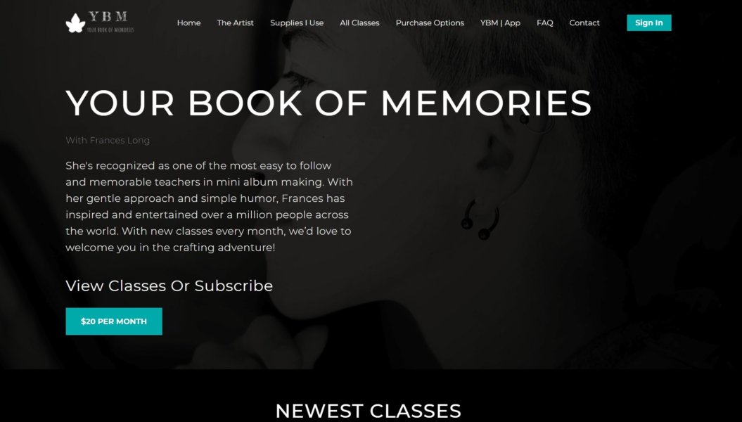 A screenshot of Your Book Of Memorie's platform.