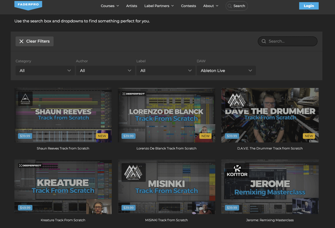 FaderPro Course Catalog