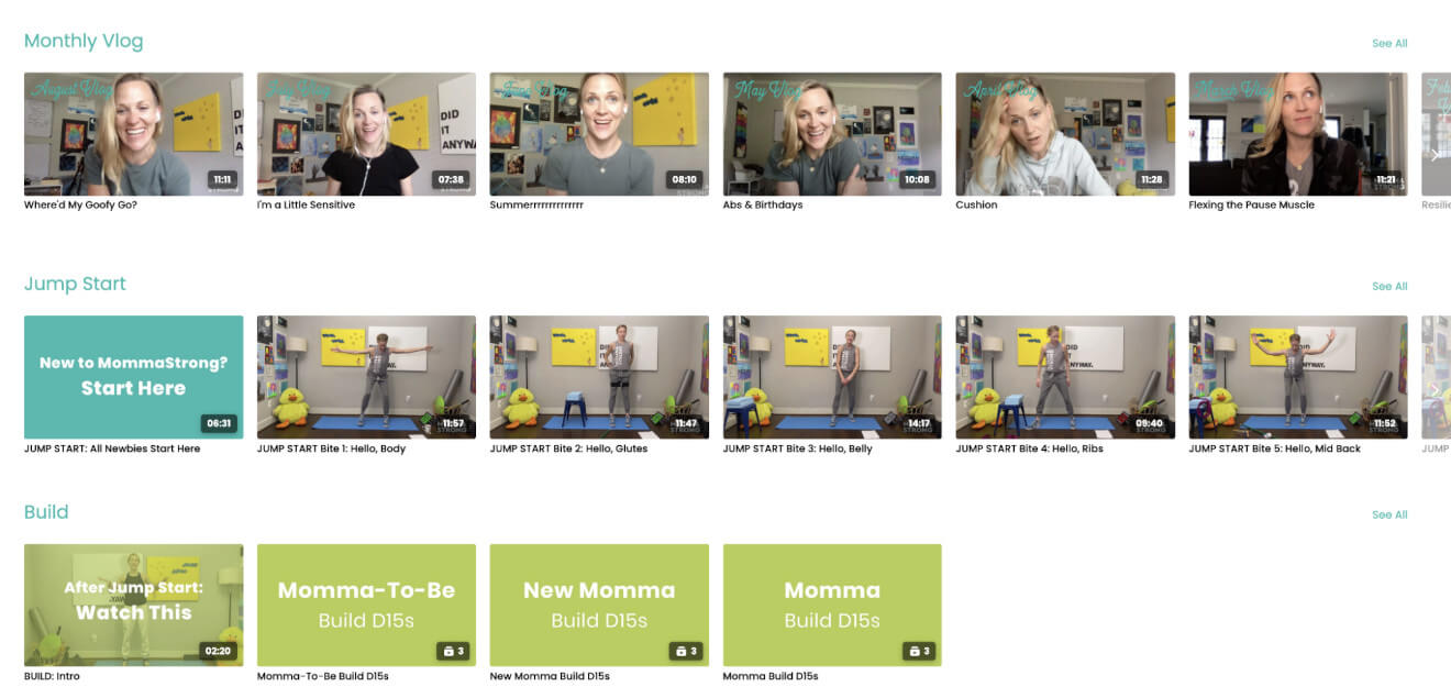 MommaStrong Video Catalog
