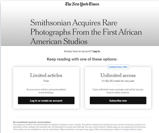The New York Times membership program.