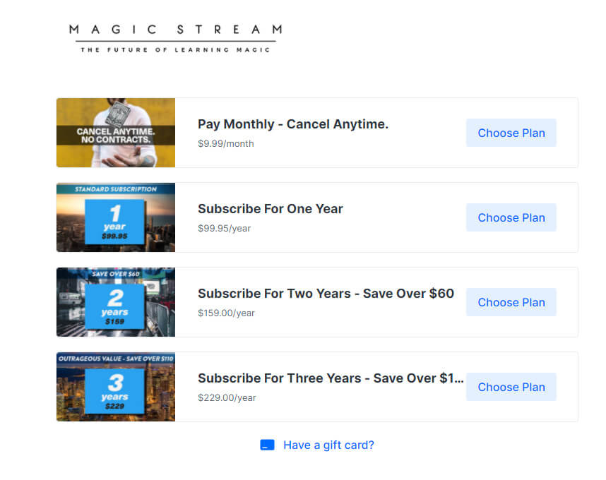 Magic Stream Subscription Plans