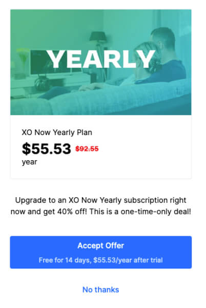 XO Nox Upsell Example