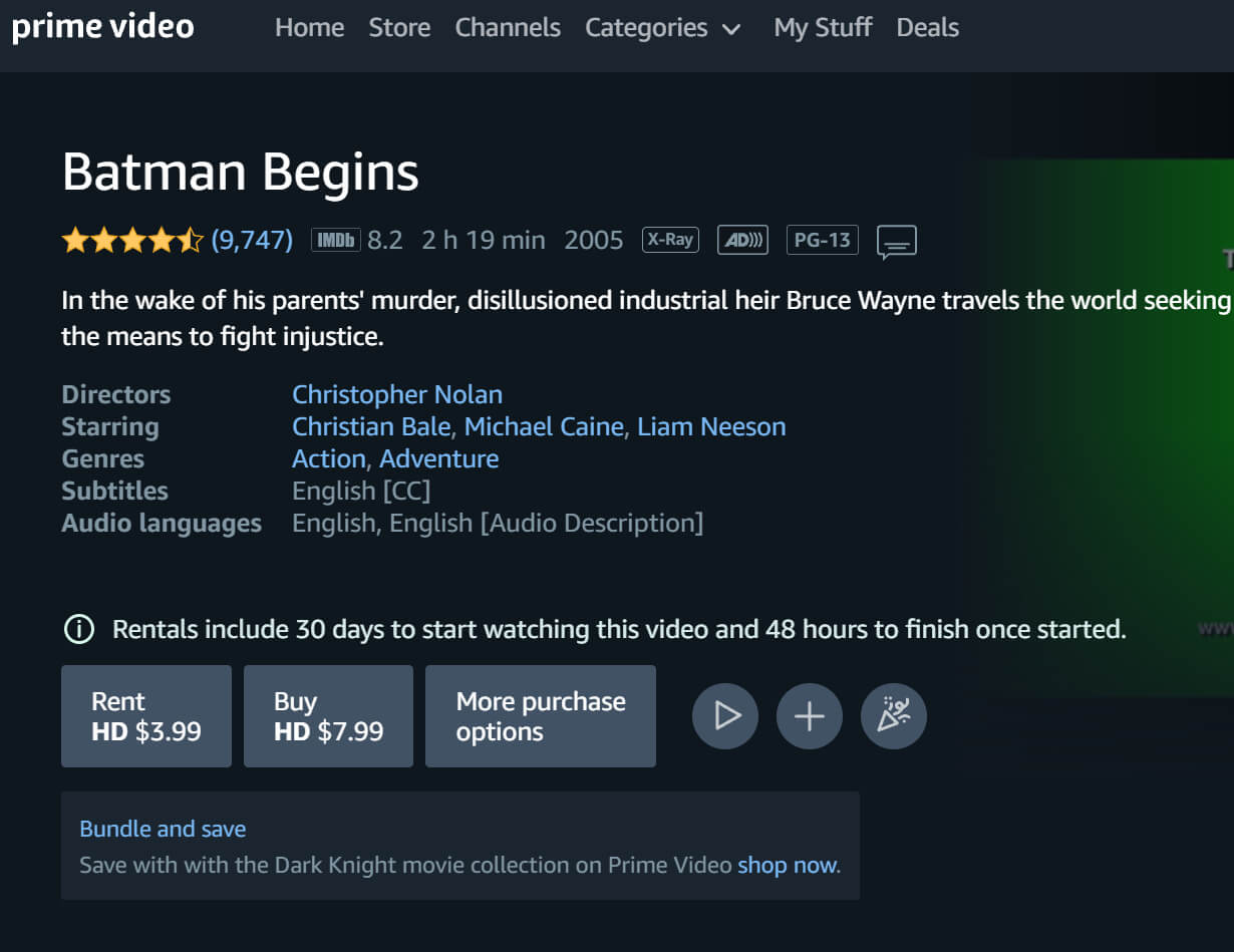 Amazon TVOD Batman Begins