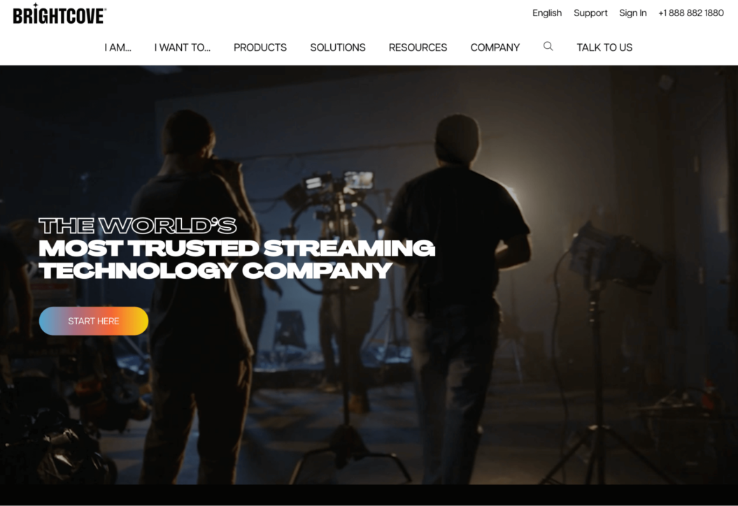 A screenshot of video CMS Brightcove's homepage.
