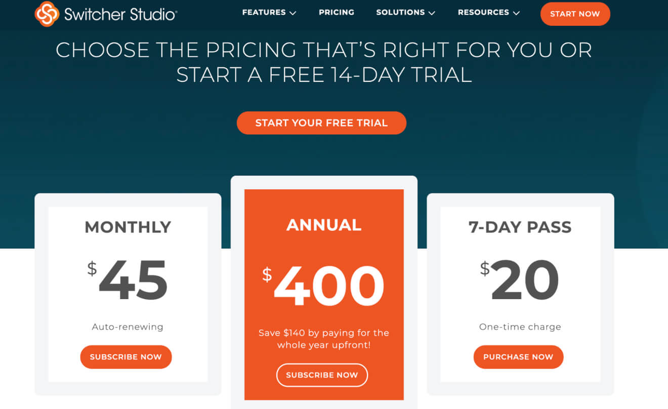 Switcher Studio Pricing