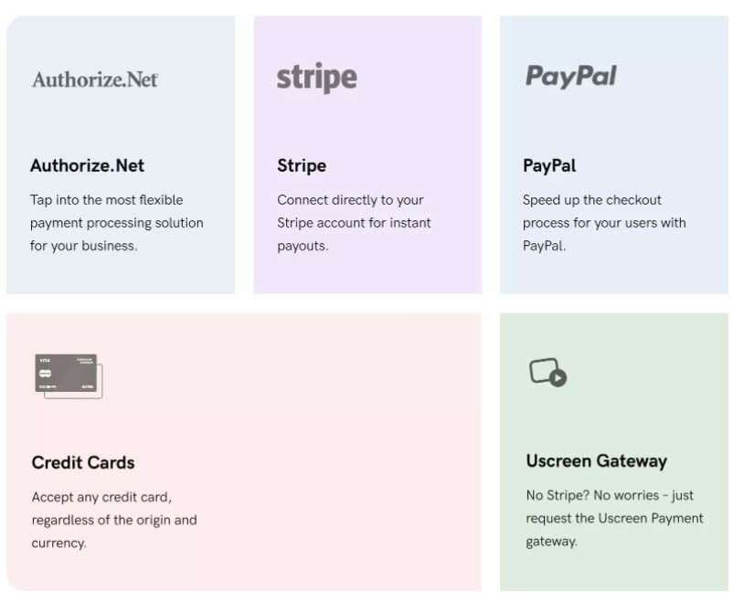 Uscreen Payment Methods