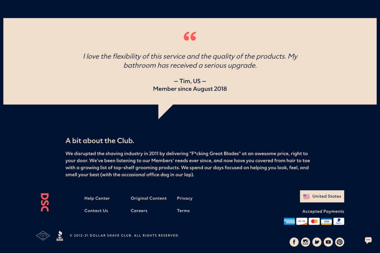 Dollar Shave Club Membership Site