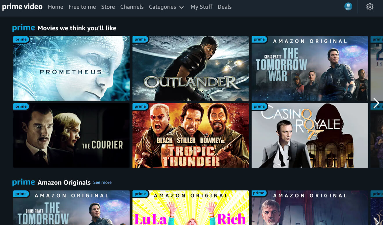 Prime Video Homepage