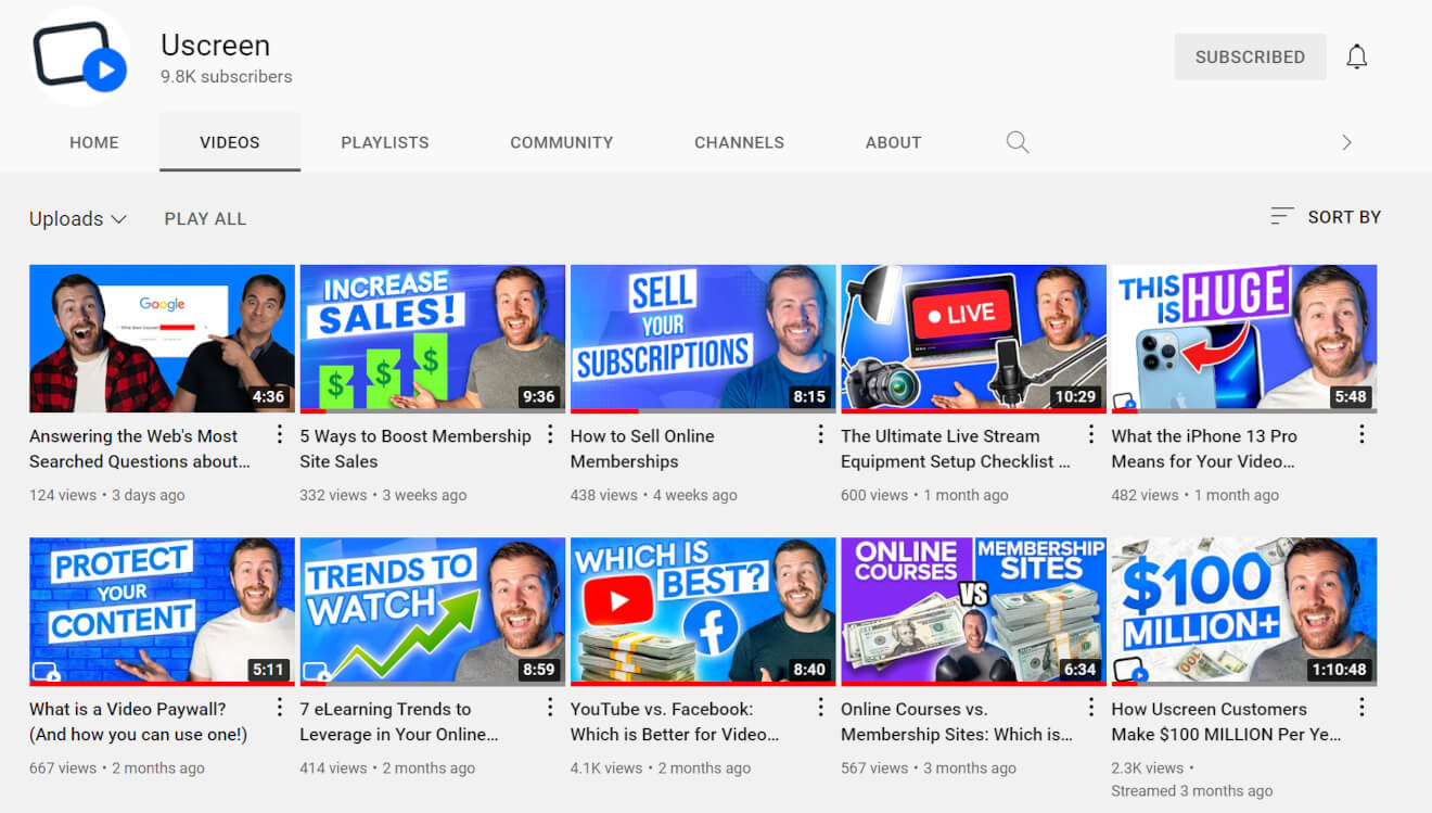 Uscreen Main YouTube Channel Videos