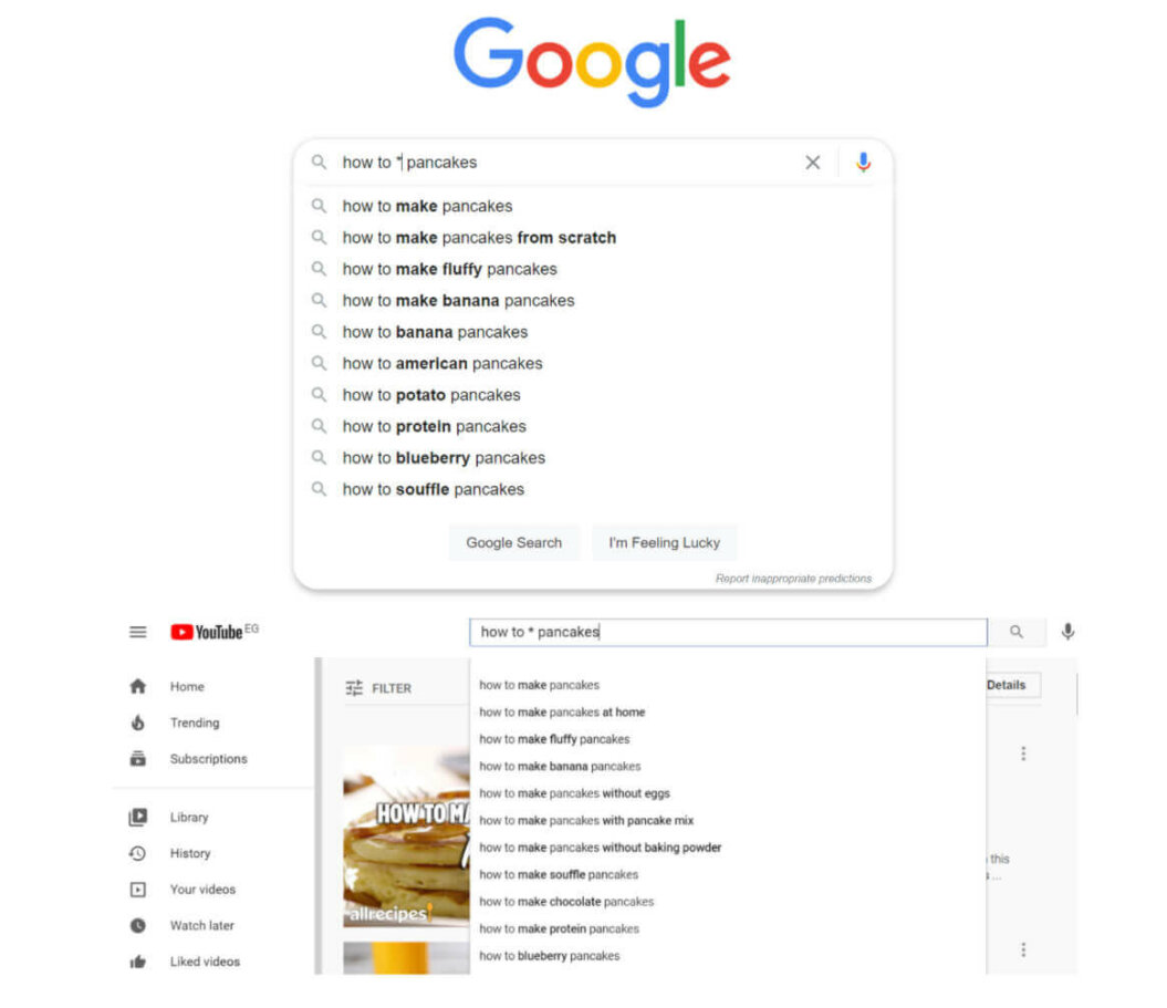 Image showing how to research for YouTube keywords on Google.