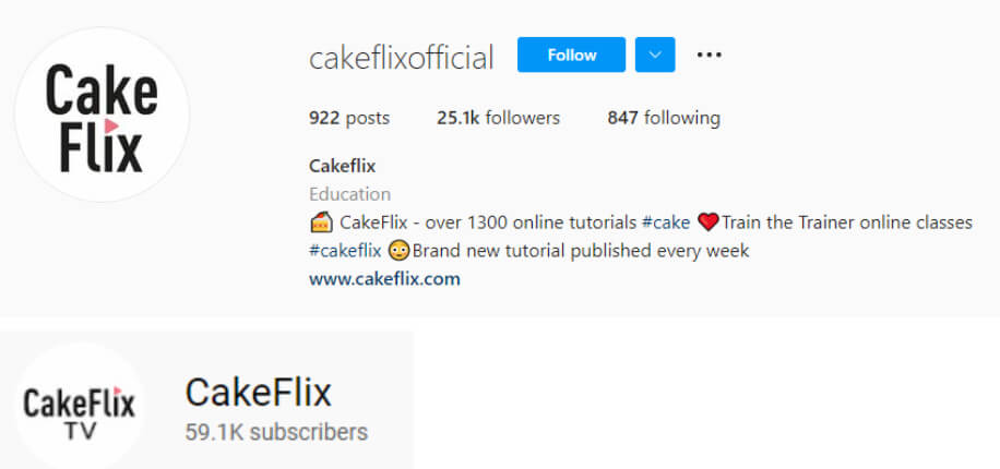 CakeFlix Instagram Page