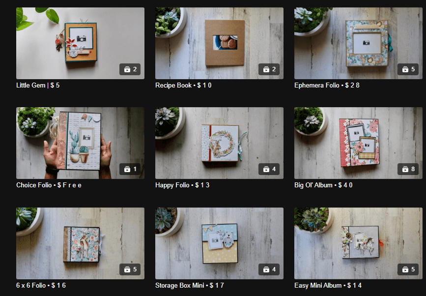 A screenshot of a video subscription website that creates DIY photo album-making content.
