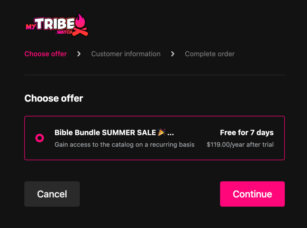 A screenshot of a bundle sale from MyTribe.