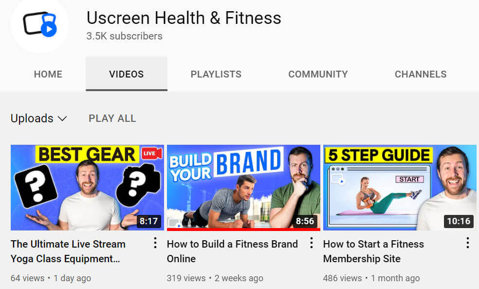 Uscreen Health & Fitness YouTube Channel