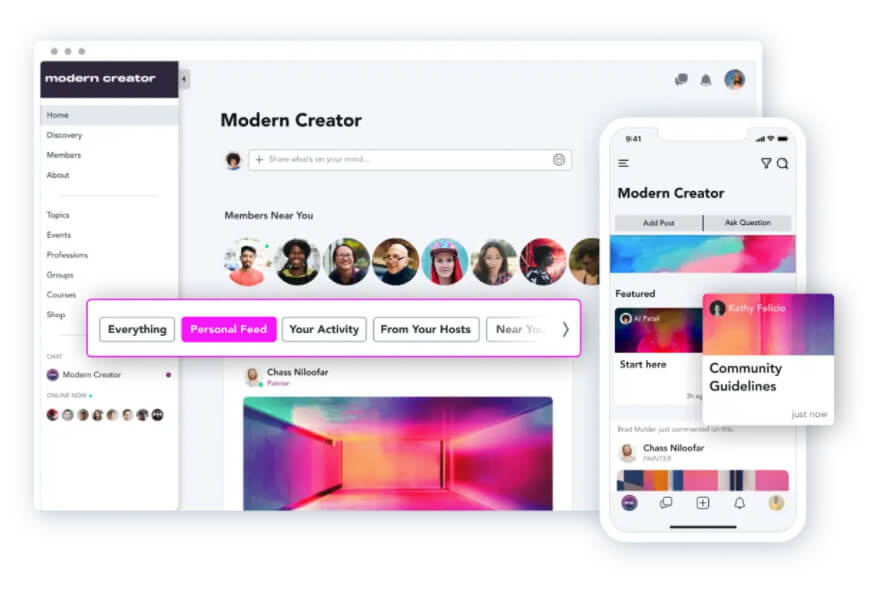 One of the best online community platforms, Mighty Networks.