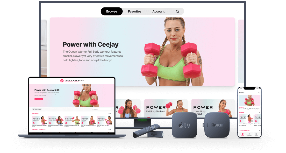 fitness content streamed on multiple devices.