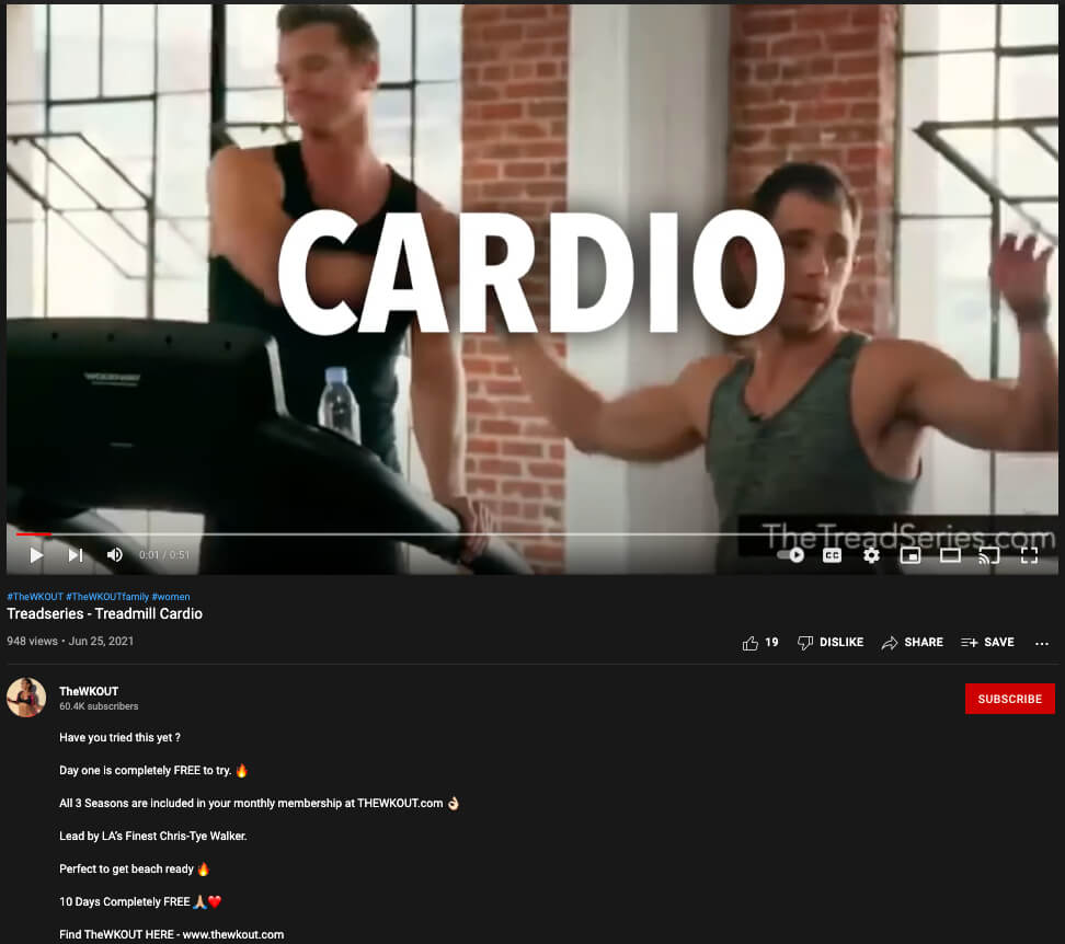 A YouTube channel that offers workout challenges on their VOD platform, indicating they learned how to make money as a fitness instructor on YouTube.