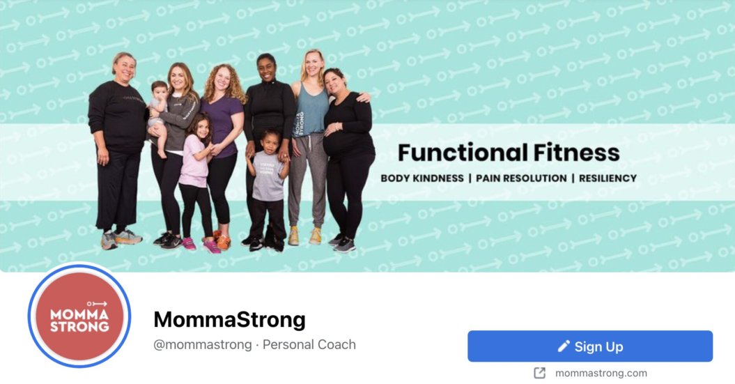 A screenshot of the Facebook Group MommaStrong, which has a clear goal, indicating they learned how to grow a Facebook Group.