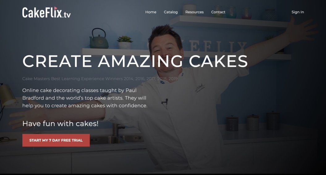 A screenshot of CakeFlix's online course platform.