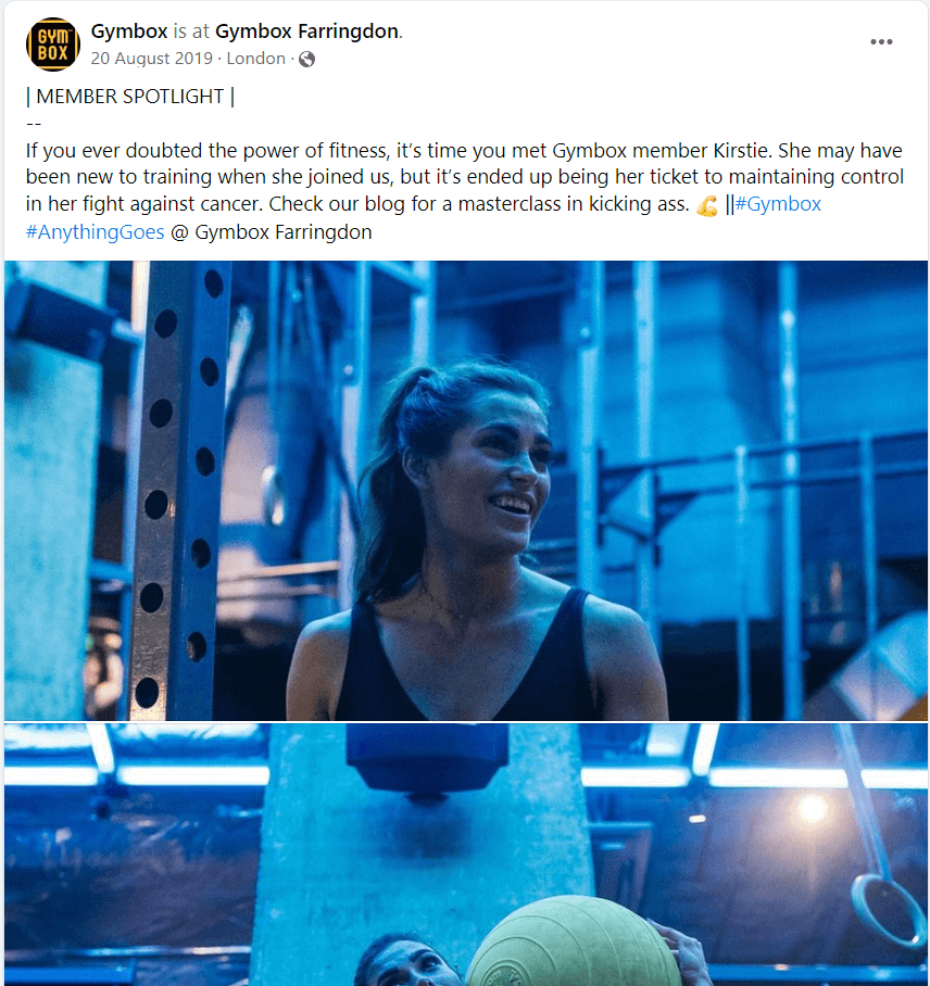 Gymbox's “Member Spotlight".