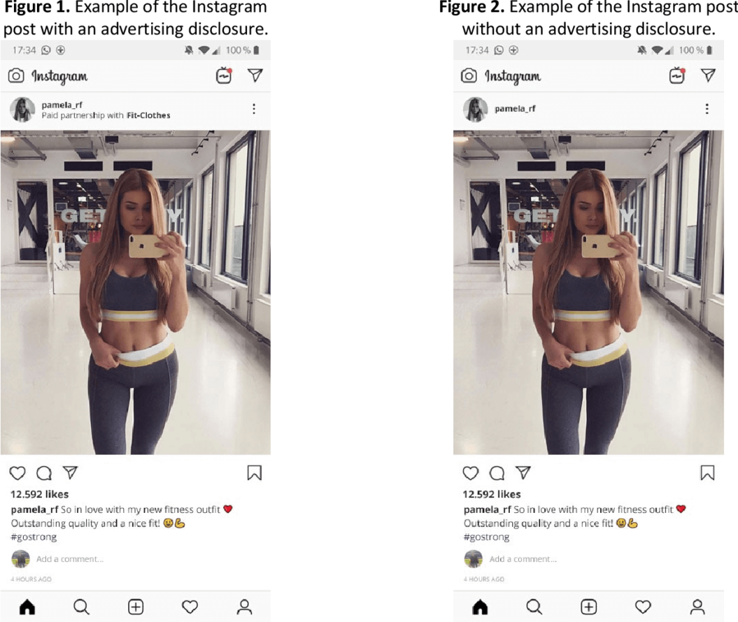 It was found that advertising disclosures on Instagram increase the followers’ intention to demonstrate adverse behaviour towards the influencer.