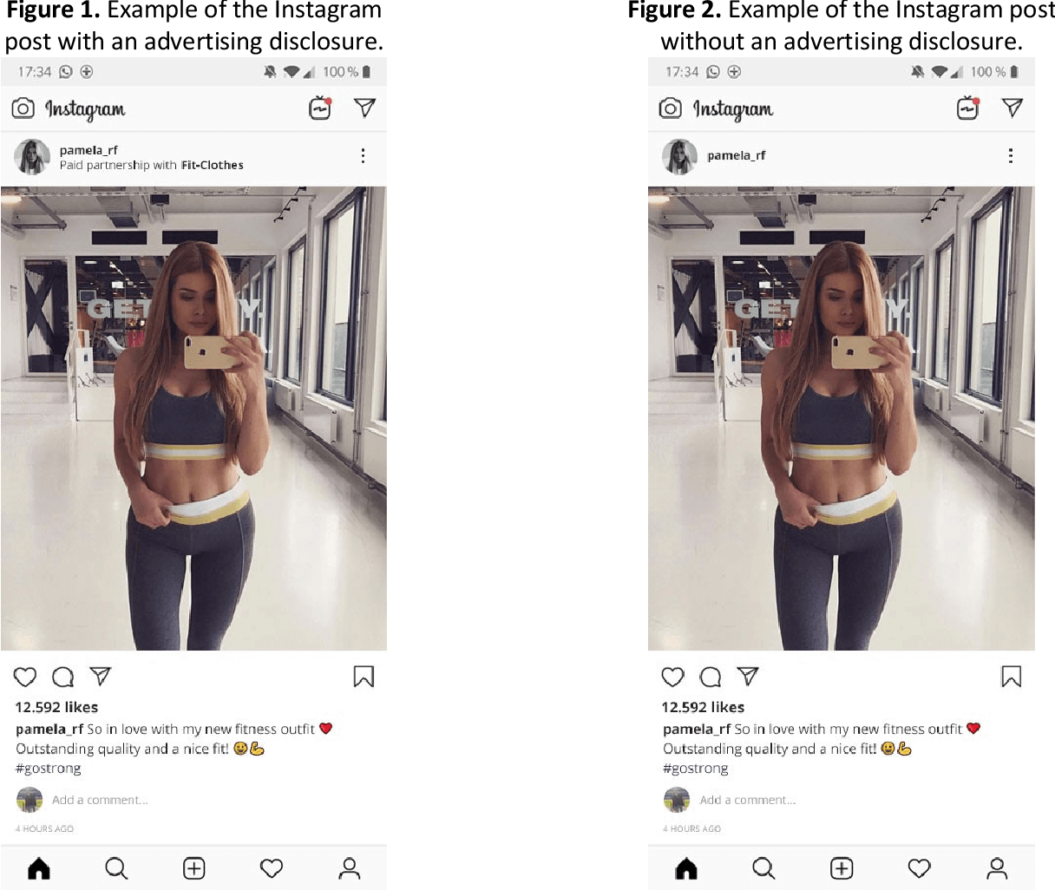  It was found that advertising disclosures on Instagram increase the followers’ intention to demonstrate adverse behaviour towards the influencer.