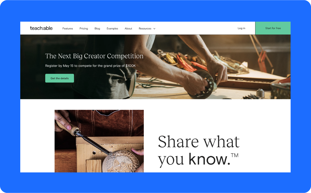 A screenshot of Teachable’s platform