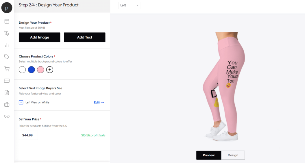 An image showing legging design on Teespring.