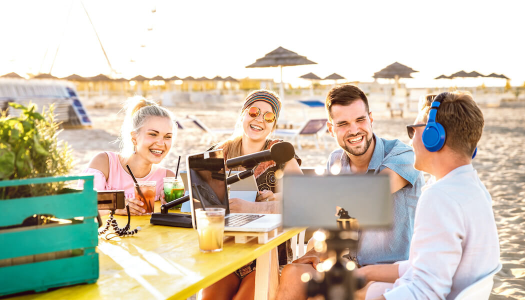 A group of people streaming their show on a pay-per-view-video platform.