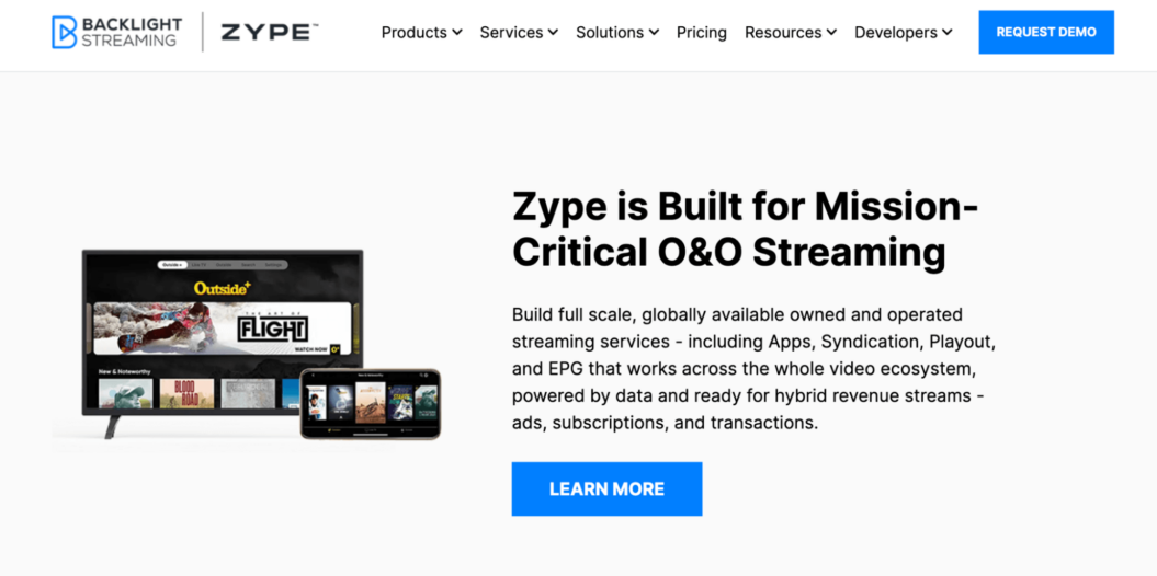 A screenshot of PPV platform Zype.