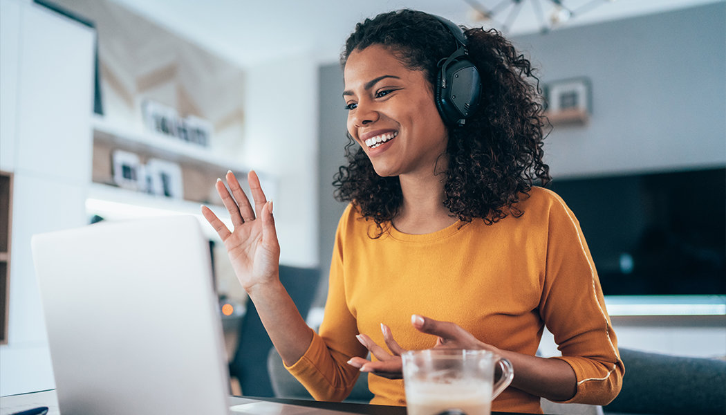 A woman introduces herself during her webinar.