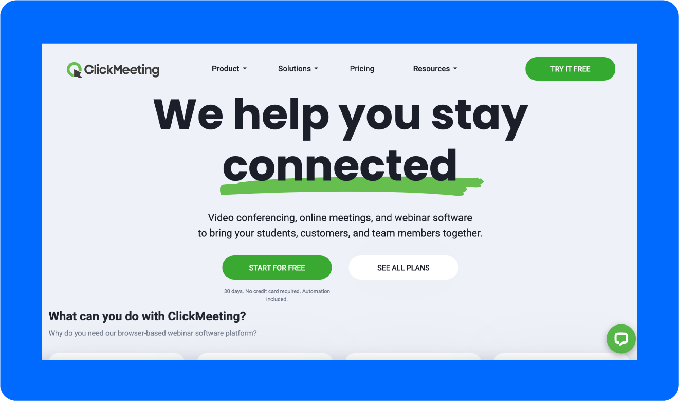 A screenshot of the webinar platform, ClickMeeting.