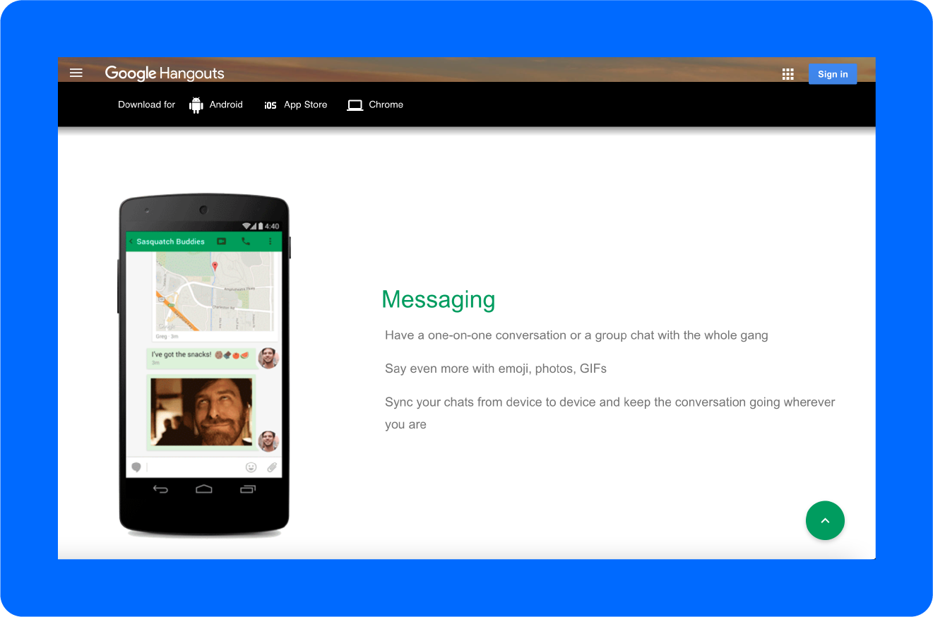 A screenshot of the webinar platform, Google Hangouts.