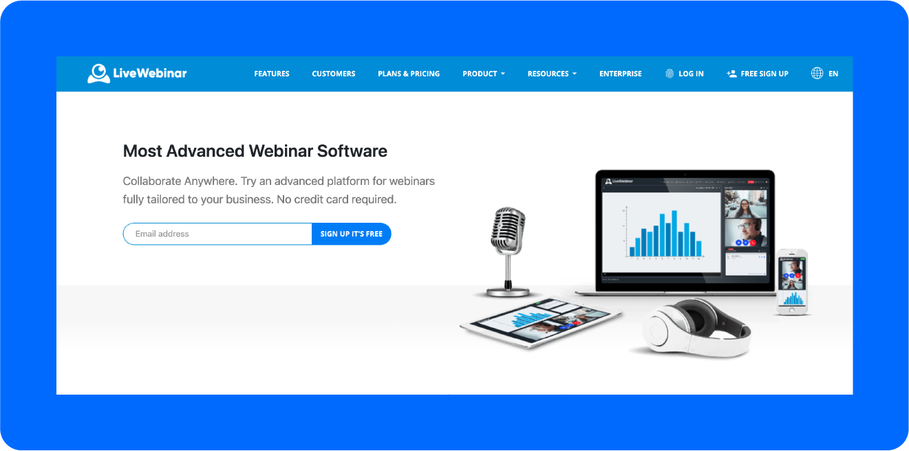 A screenshot of the webinar platform, LiveWebinar.