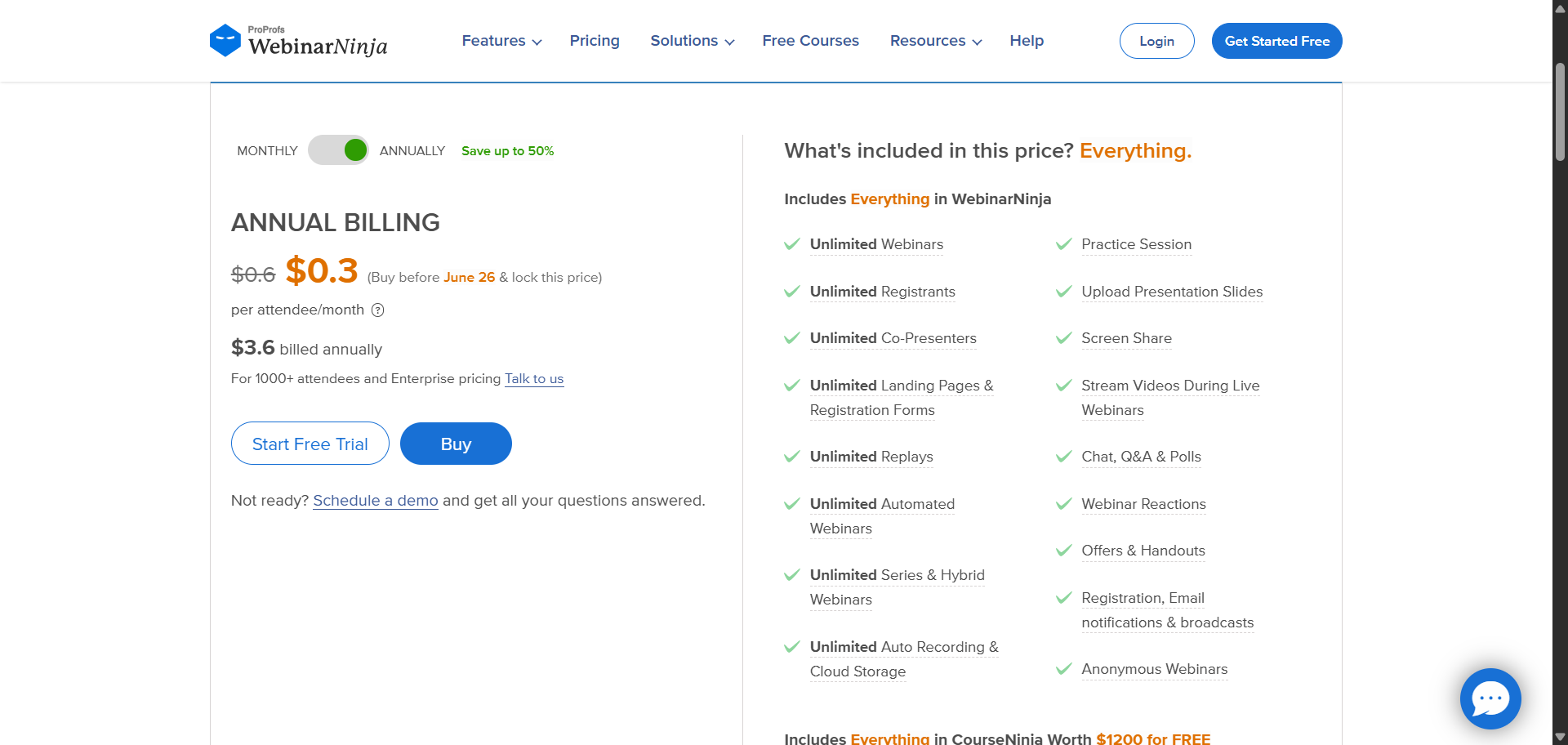 WebinarNinja Pricing