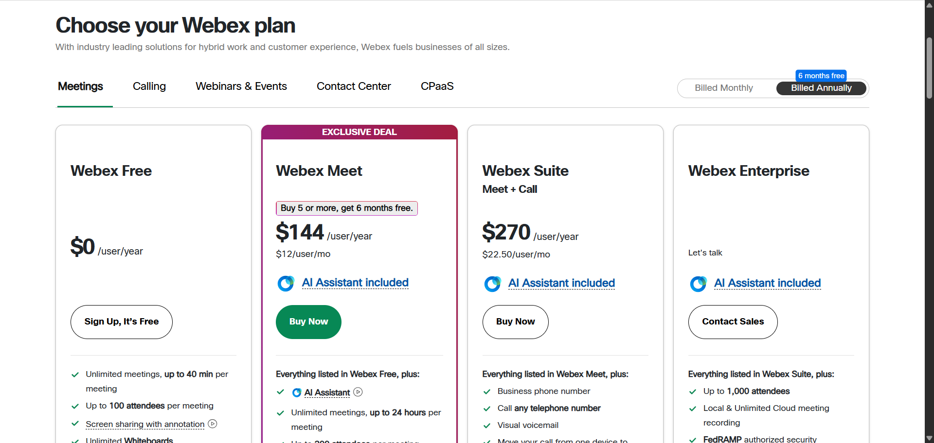 Webex by Cisco Pricing