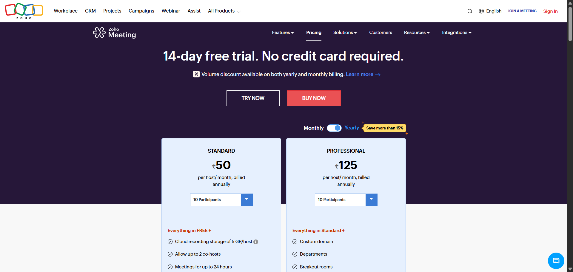 Zoho Meeting Pricing